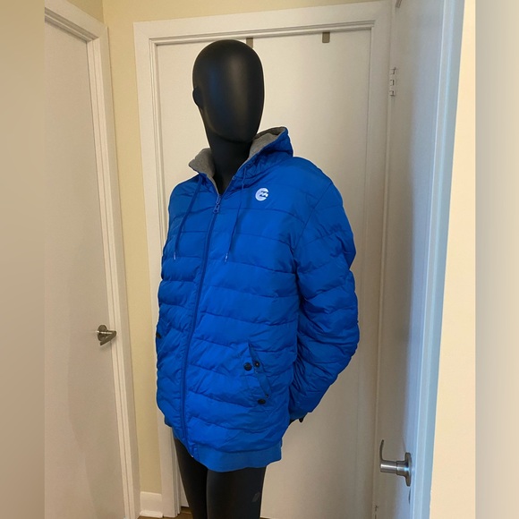 Blue & Grey Invertible Puffer Jacket - Picture 5 of 5